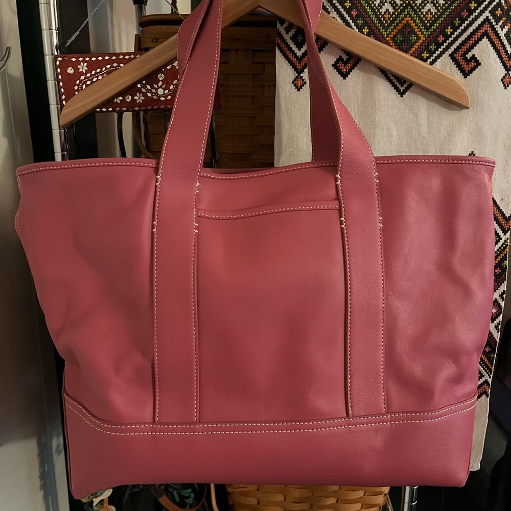 NWT J. Crew Leather Medium Montauk Tote - pink!